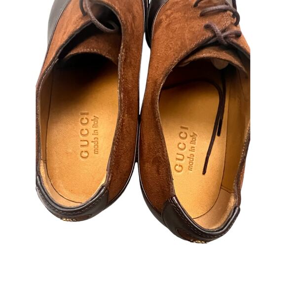 Gucci Men Lace up oxford dress shoe in cocoa brown Suede Size 8.5 - Picture 4 of 9
